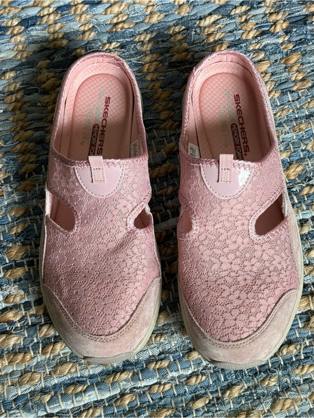 Skechers Pink Lace-Texture Slip-On Flats